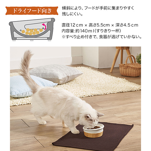 猫用食器 ｎｅｃｏｃｏ 食べやすい 木目調 陶器食器 ドライフード向き シグニペット